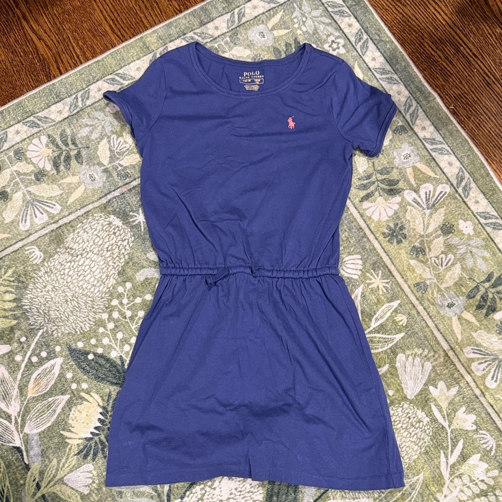 Girls Polo Ralph Lauren Blue Dress with Pink Logo